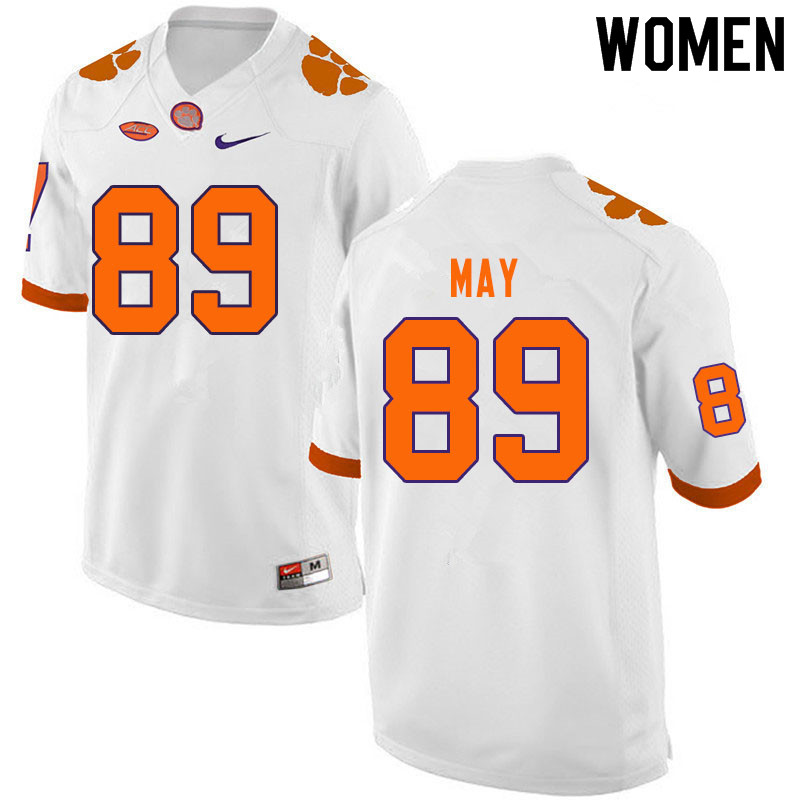 Women #89 Max May Clemson Tigers College Football Jerseys Sale-White